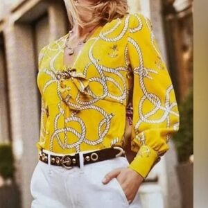 Cabi Yellow Reef Nautical Knot Blouse